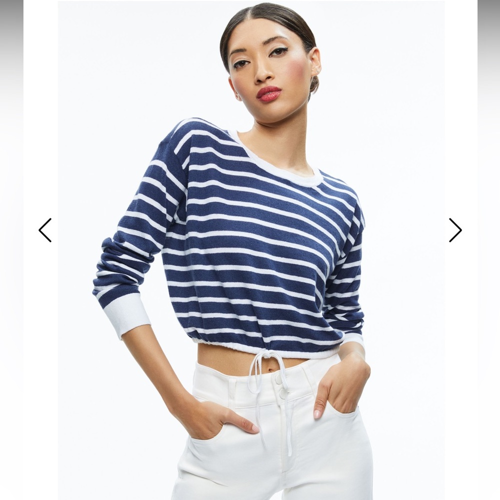 Alice + Olivia BERNETTA CROPPED DRAWSTRING PULLOVER Crop Top size Large
